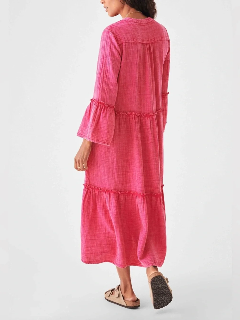 Faherty Pink Gauze Maxi Dress NWT Large Preppy Old Money - Picture 2 of 8
